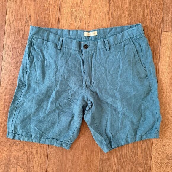 Mango MNG Sustainable 100% Linen Men's Shorts Blue US 38 - Picture 4 of 8
